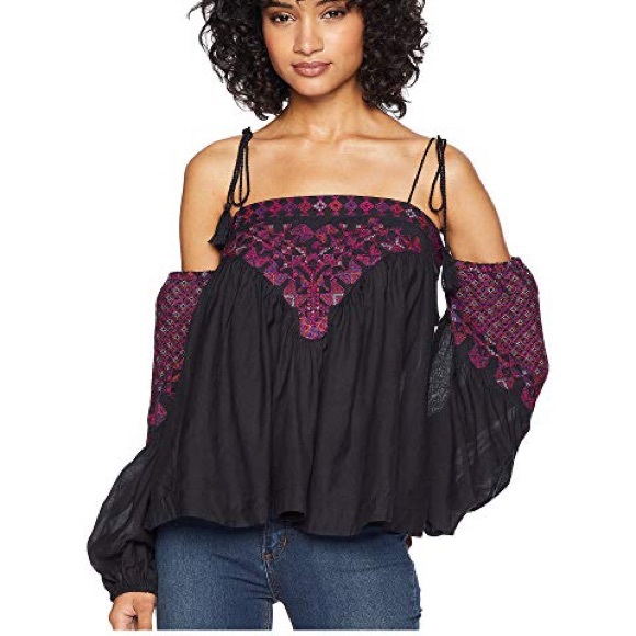 Free People Tops - NWT Free People Embroidered Off Shoulder Top Sz M